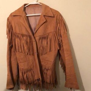 Real vintage fringe hippie jacket leather suede